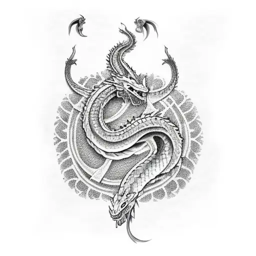 full arm with a large cobra dragon and other designs around tattoo design idea