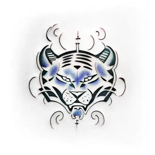 old school panther purple eyes tattoo design idea
