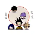 vegeta, light yagami and madera Uchiha as an ultimate narcissistic-looking trio depicted in their most powerful form tattoo design idea