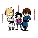 vegeta, light yagami and madera Uchiha as an ultimate narcissistic-looking trio depicted in their most powerful form tattoo design idea