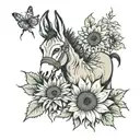 donkey roses sunflower tattoo tattoo design idea