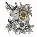 donkey roses sunflower tattoo tattoo design idea