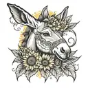 donkey roses sunflower tattoo tattoo design idea