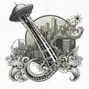 seattle space needle combined with chicago skyline tattoo design idea
