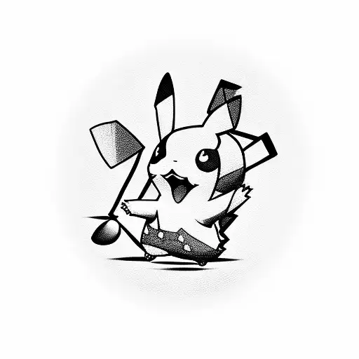 Pikachu Playing golf tattoo design idea