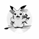 Pikachu Playing golf tattoo design idea