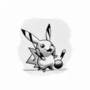 Pikachu Playing golf tattoo design idea