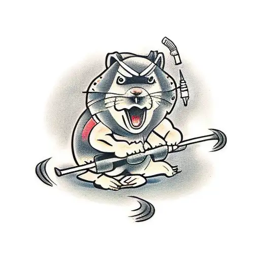 angry strong gopher deadlifting tattoo design idea