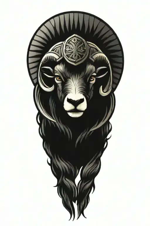 Black Ram firefighter with Nordic carvings tattoo design idea
