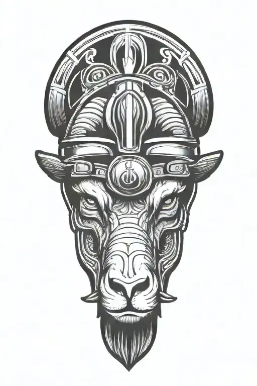 black ram firefighter helmet tattoo design idea