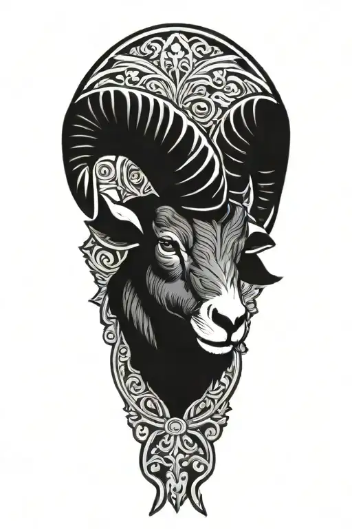 Black Ram firefighter with Nordic carvings tattoo design idea