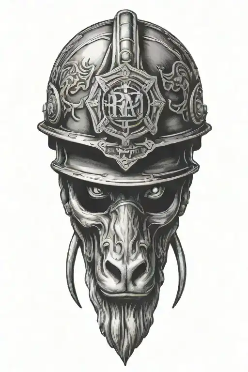 black ram firefighter helmet tattoo design idea