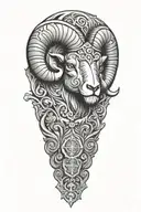 Black Ram firefighter with Nordic carvings tattoo design idea