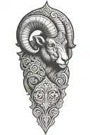Black Ram firefighter with Nordic carvings tattoo design idea