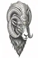black Ram wearing fire helmet tattoo design idea