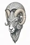 black Ram wearing fire helmet tattoo design idea