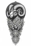 Black Ram firefighter with Nordic carvings tattoo design idea