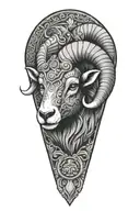 Black Ram firefighter with Nordic carvings tattoo design idea