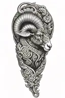 Black Ram firefighter with Nordic carvings tattoo design idea