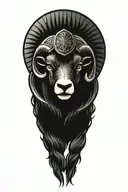 Black Ram firefighter with Nordic carvings tattoo design idea