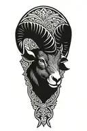 Black Ram firefighter with Nordic carvings tattoo design idea