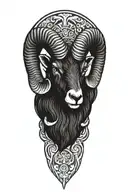 Black Ram firefighter with Nordic carvings tattoo design idea