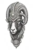 black Ram wearing fire helmet tattoo design idea