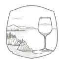 A minimalist tattoo of a wine glass with a scenic view of the Upper Peninsula of Michigan in the background tattoo design idea