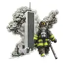 firefighter looking at twin towers tattoo design idea