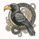 crow and snake coiled tattoo design idea