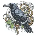 crow and snake coiled tattoo design idea