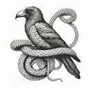 crow and snake coiled snake wrapped tattoo design idea