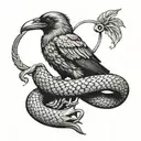 crow and snake coiled snake wrapped tattoo design idea