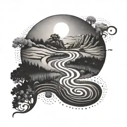 A tattoo depicting a winding road symbolizing the life journey tattoo design idea