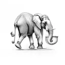 Elephant wearing a 5 point crown,riding a bike  tattoo design idea