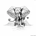 Elephant wearing a 5 point crown,riding a bike  tattoo design idea