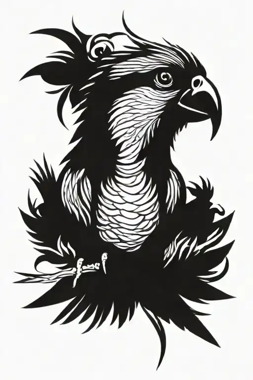 eagle, black cockatoo, green parrot, kookaburra and duck tattoo design idea
