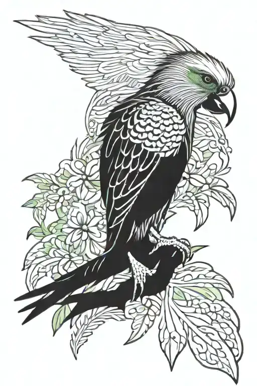 eagle, black cockatoo, green parrot, kookaburra, duck tattoo design idea