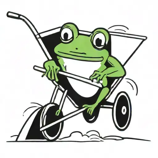 frog pushing wheelbarrow tattoo design idea