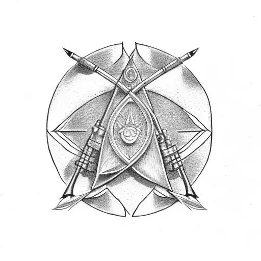 arrow bow, flute in one piece  tattoo design idea