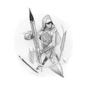 arrow bow, flute  tattoo design idea