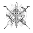 arrow bow, flute  tattoo design idea