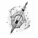 arrow bow, flute  tattoo design idea