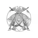 arrow bow, flute in one piece  tattoo design idea