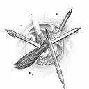 arrow bow, flute in one piece  tattoo design idea