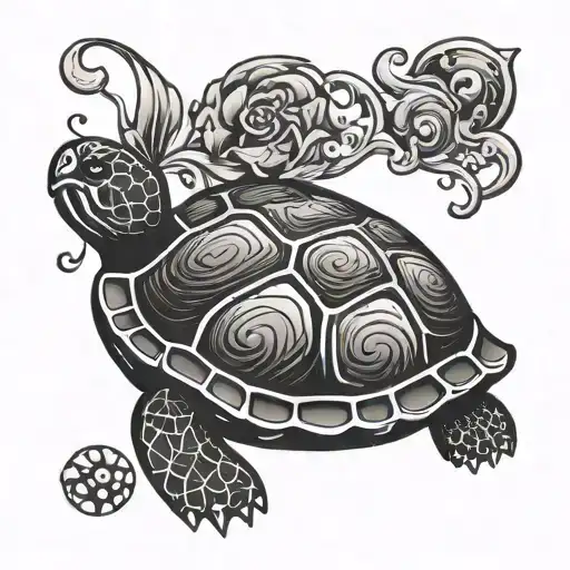 outline of a turtle with a semicolon incorporated tattoo design idea