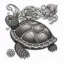outline of a turtle with a semicolon incorporated tattoo design idea