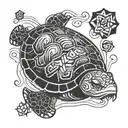 outline of a turtle with a semicolon incorporated tattoo design idea