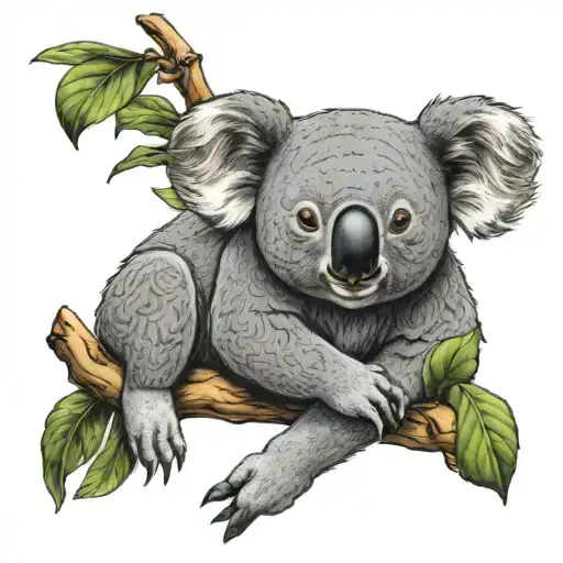 koala wearing a traditional vietnamese ao dai tattoo design idea