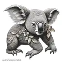 koala wearing a traditional vietnamese ao dai tattoo design idea